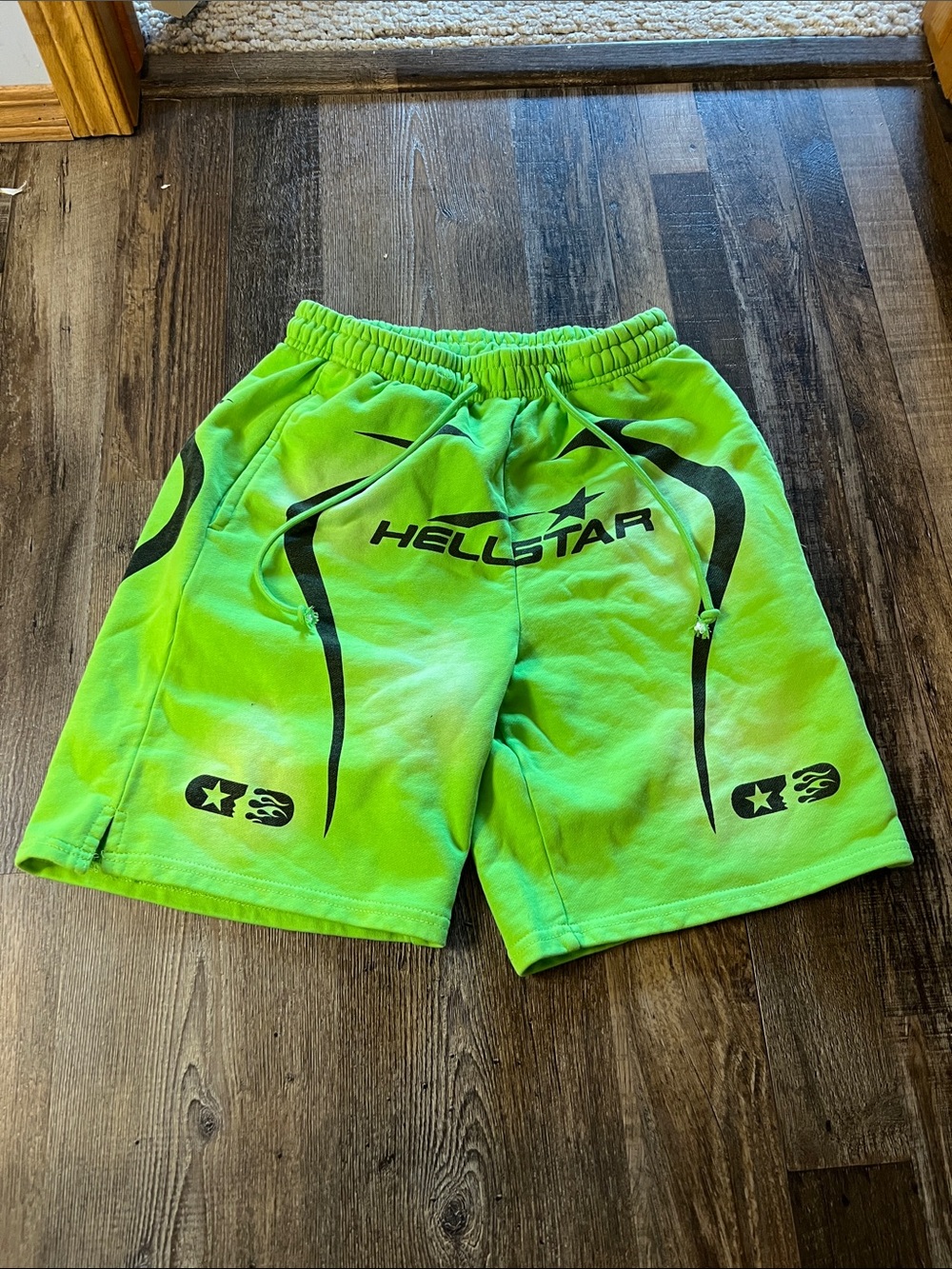 Hellstar Men's Neon Green Athletic Shorts with Drawstring Waist